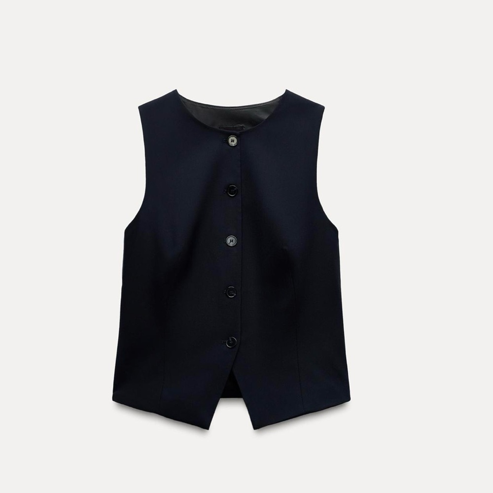 NWT ZARA NAVY BLUE TAILORED VEST